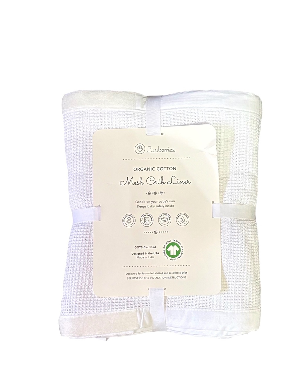 Organic Cotton White Mesh Crib Liner